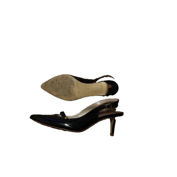 Lilly Pulitzer Navy Blue Pointed Toe Strap Slingback Ballet Flats Womens Shoes - Picture 4 of 8